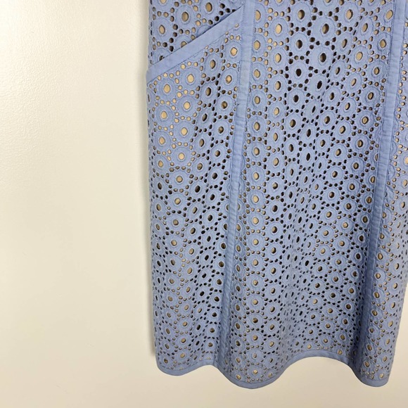 Susana Monaco Blue Silk Eyelet Lace Embroidery Mini Dress Size 2 - Picture 5 of 12